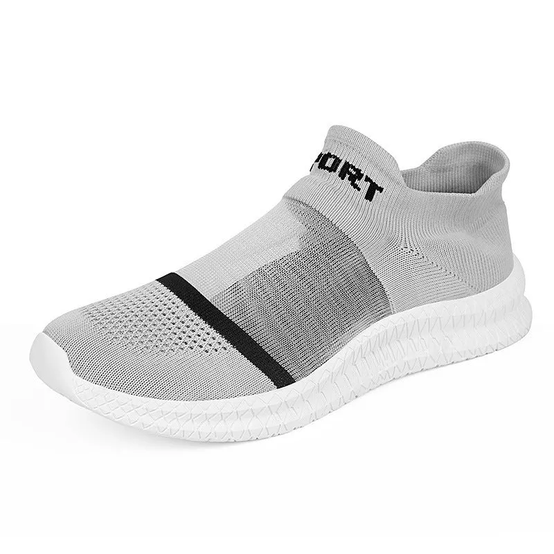 Low-top Flyknit casual sock shoes in khaki colour with lace closure and MD sole.