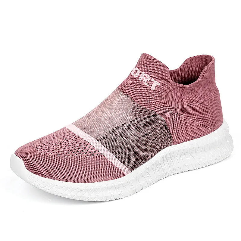 Low-top Flyknit casual sock shoes in khaki colour with lace closure and MD sole.