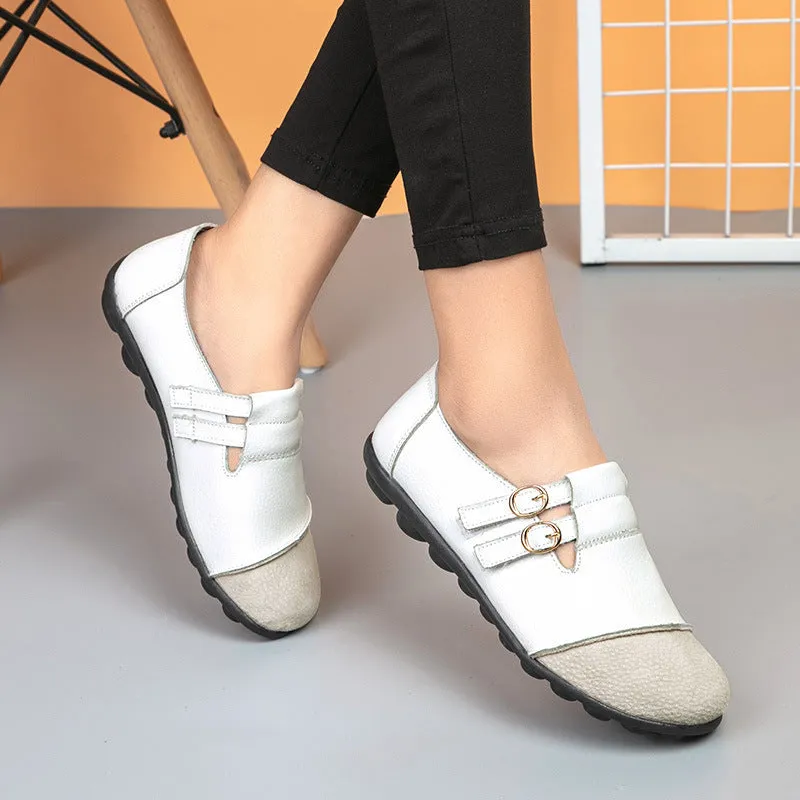 Button brand casual low-top flat shoes with Velcro strap in cow split leather, shown in multiple colours