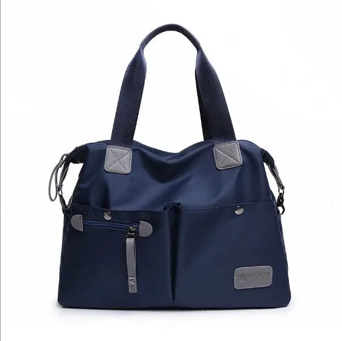 Ladies handbag shoulder bag Oxford fabric three-way carry multiple pockets Black size M
