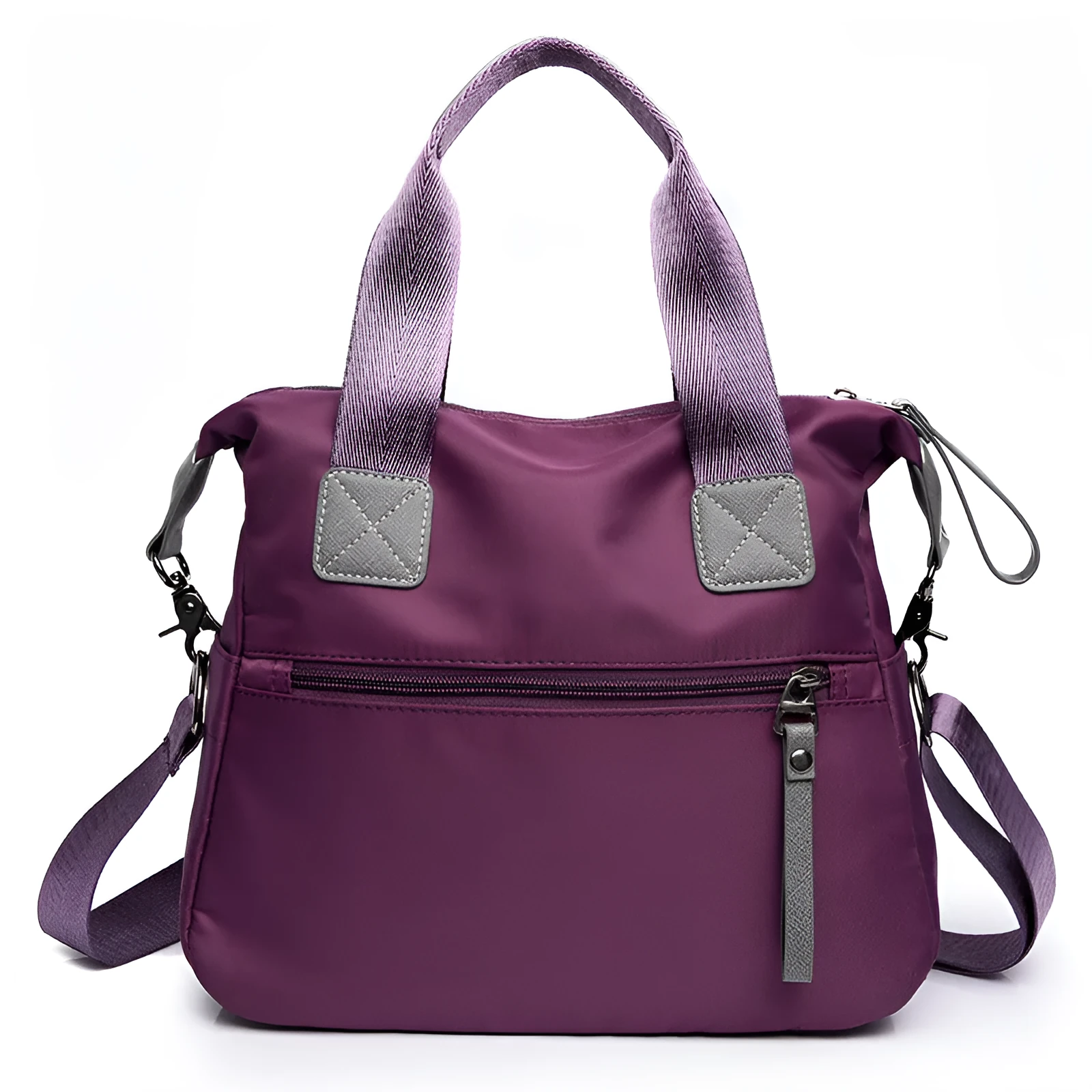 Ladies handbag shoulder bag Oxford fabric three-way carry multiple pockets Black size M