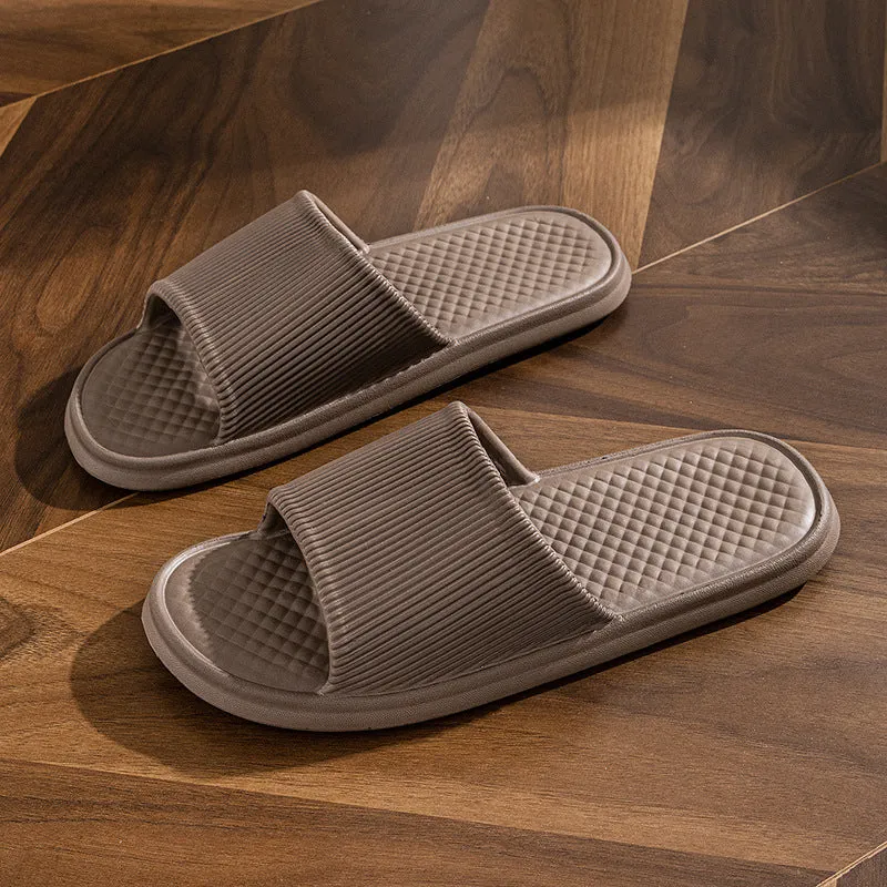 Pair of solid colour rhombus striped non-slip EVA foam indoor slippers