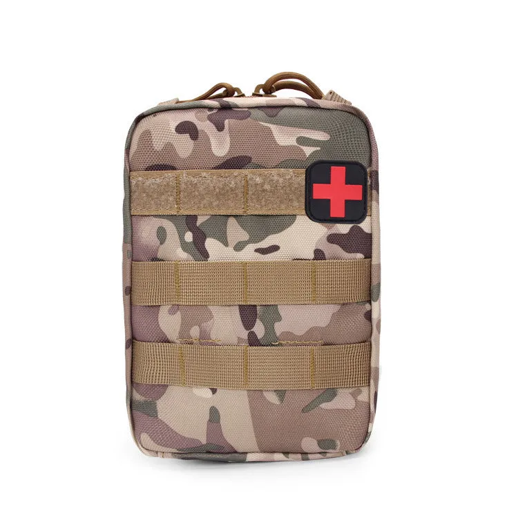 Nylon tactical vest accessory bag with hook-and-loop closure in army green.