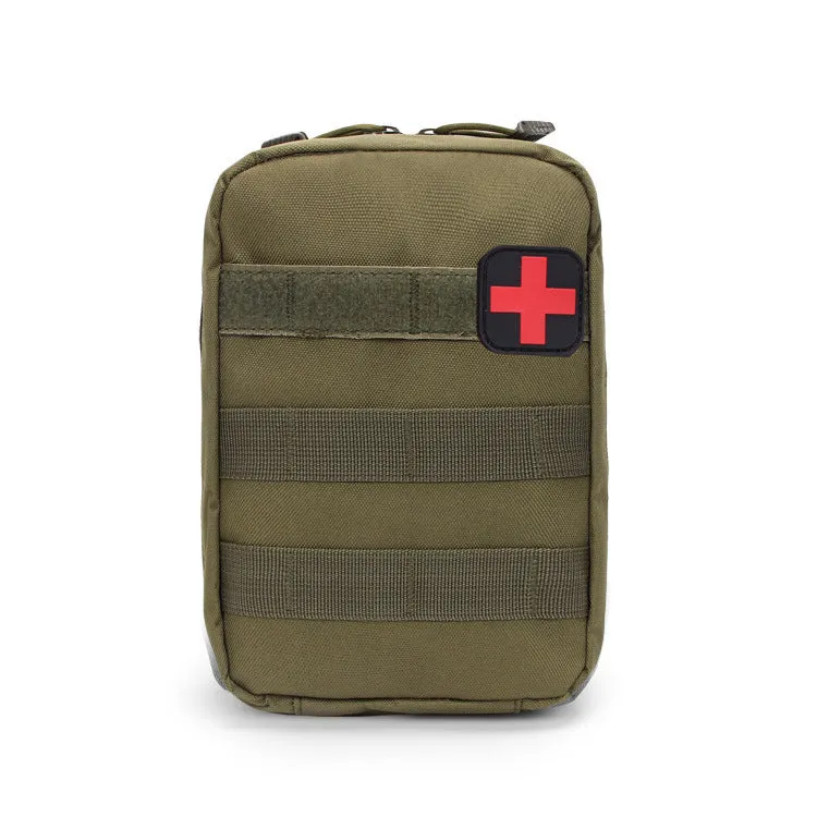Nylon tactical vest accessory bag with hook-and-loop closure in army green.