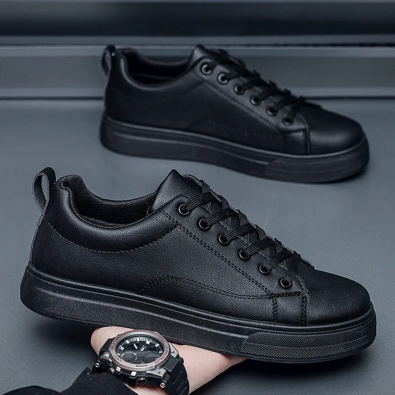 Men's Korean-style breathable sneakers in low-top design with round toe and rubber sole