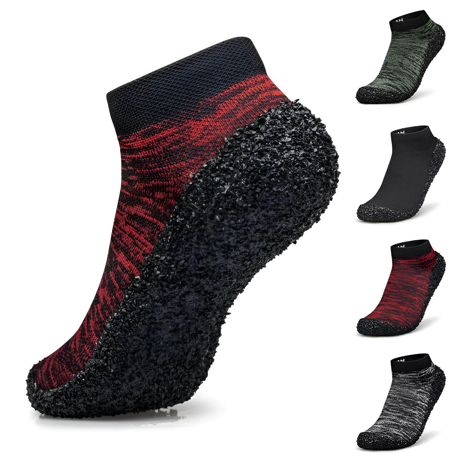Multifunctional high top water shoes for couples in grey, red, black, and green with Gore-Tex lining and VIBRAM sole