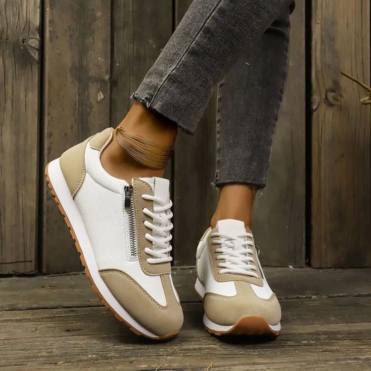 Women's flat shoes in Champagne colour with artificial PU upper and rubber sole