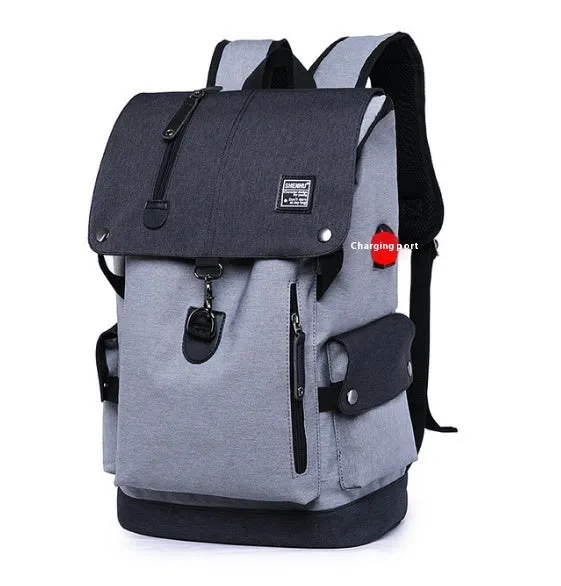 Travel laptop backpack in black with 45x30x17cm dimensions and multiple compartments