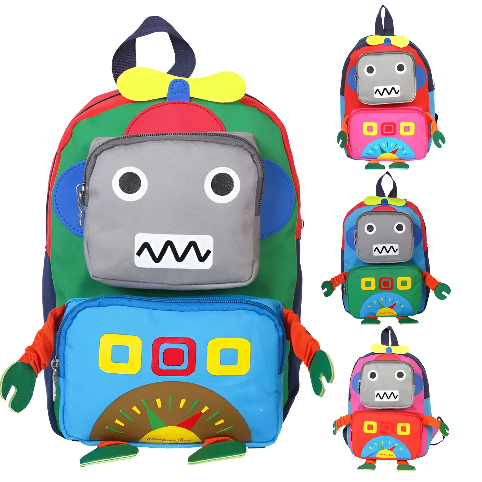 Children's backpack for kindergarten, 27 x 20 x 10 cm, available in pink, blue, green, and gules (red) with adjustable straps.