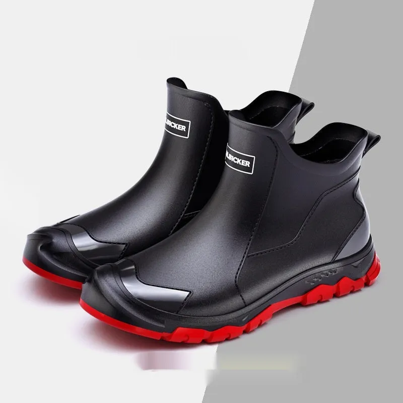 PVC low-cut outdoor wading shoes with non-slip plastic sole in a choice of solid colours.