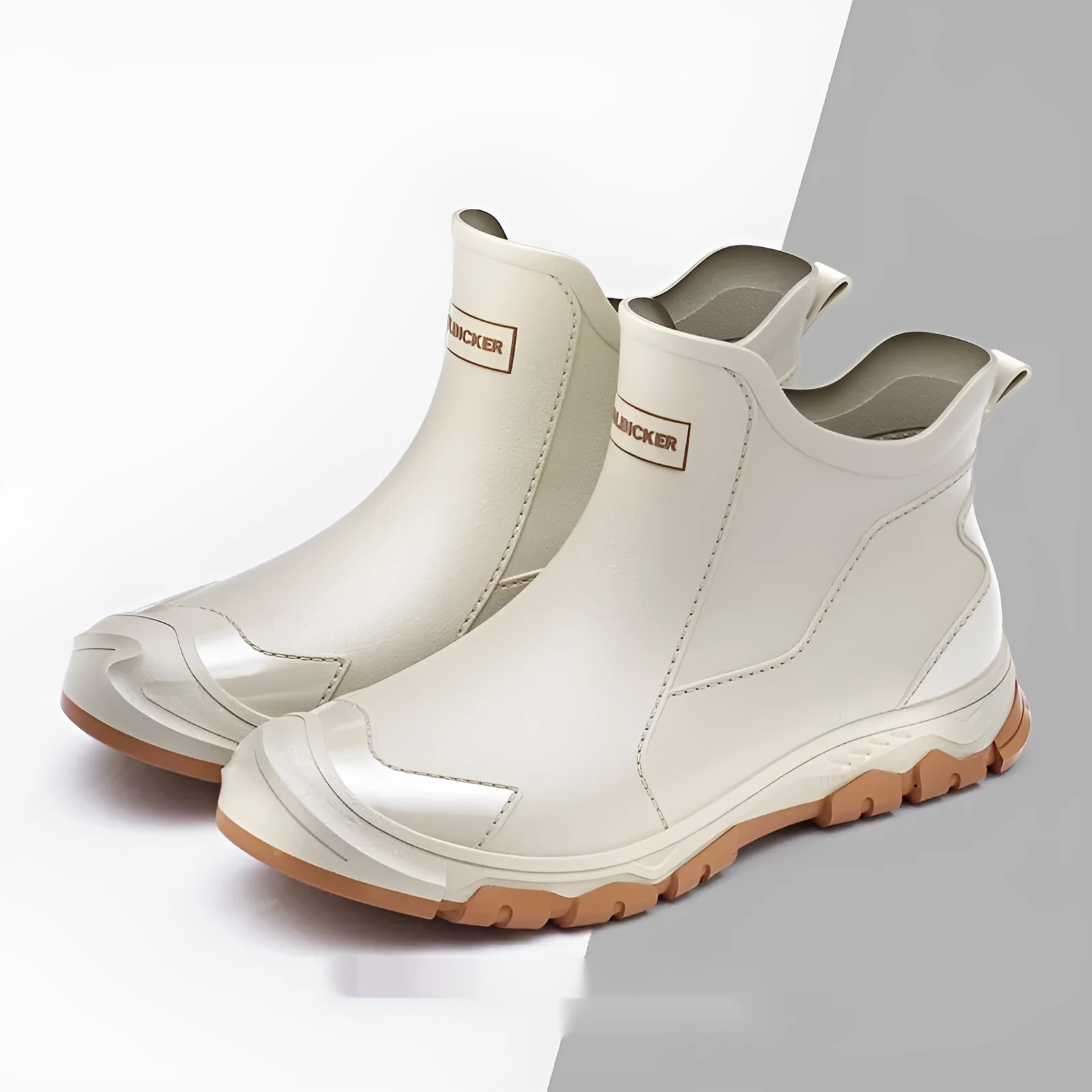 PVC low-cut outdoor wading shoes with non-slip plastic sole in a choice of solid colours.