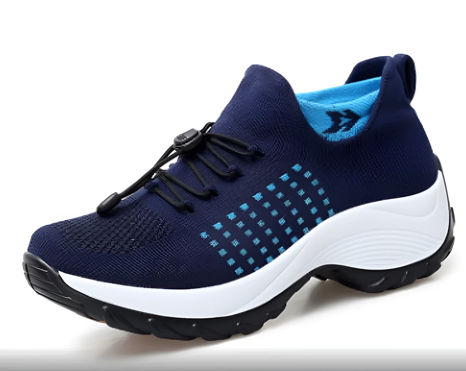 Women's breathable mesh socks running shoes flat round toe cross strap colour block casual
