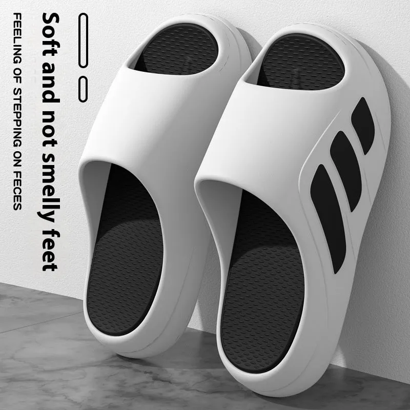 EVA platform flip-flop slippers for indoor use in two-tone red and black colour.