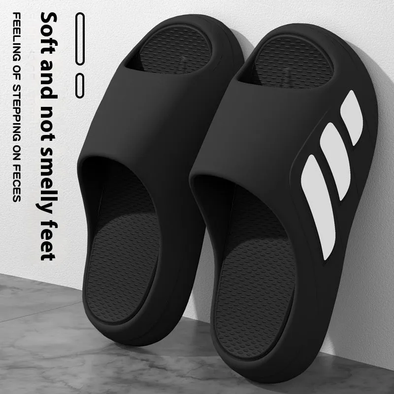 EVA platform flip-flop slippers for indoor use in two-tone red and black colour.