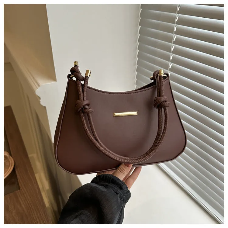 Women's high-end hand-held small square bag in PU leather with horizontal square shape and single shoulder strap