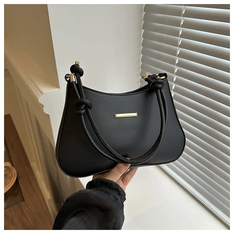 Women's high-end hand-held small square bag in PU leather with horizontal square shape and single shoulder strap
