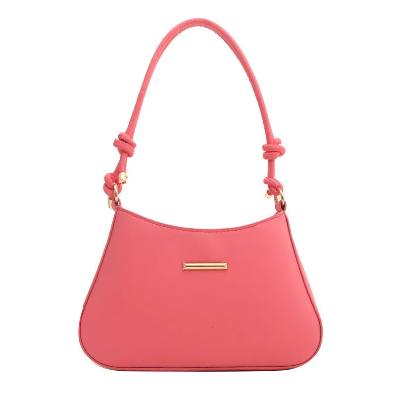 Women's high-end hand-held small square bag in PU leather with horizontal square shape and single shoulder strap