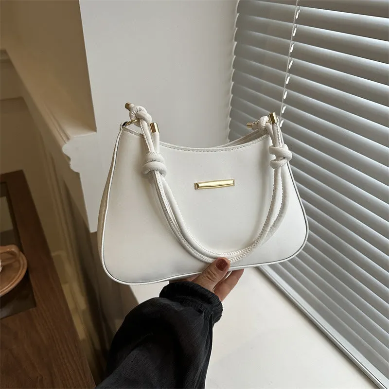 Women's high-end hand-held small square bag in PU leather with horizontal square shape and single shoulder strap