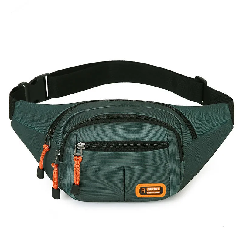 Slanted waterproof chest bag in nylon, shown in black, with adjustable strap and large main compartment.
