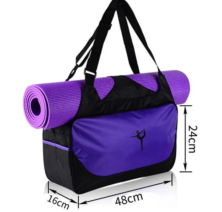 Waterproof Oxford cloth yoga backpack pillow bag in Black with 56-75L capacity