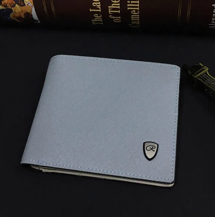 Fishon men's short PU leather standard wallet with striped pattern, 11.5cm length, in black.