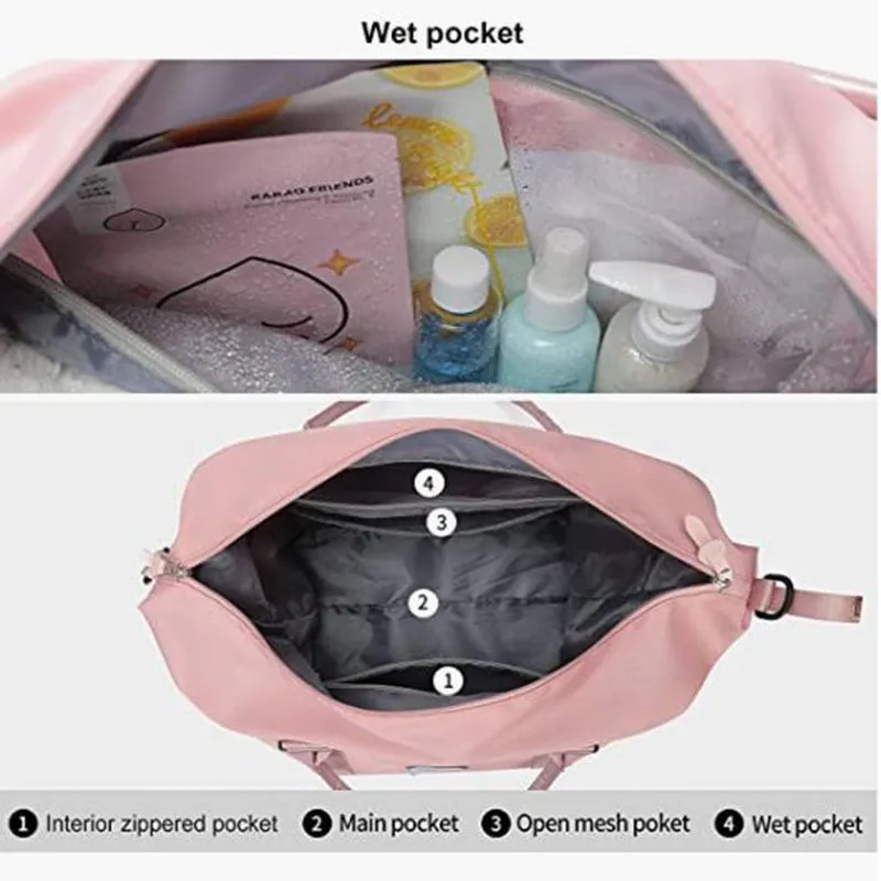 Travel duffel bag in black with soft handle and zipper opening, 20-35L capacity for weekend trips and gym