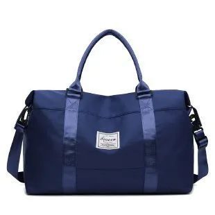 Travel duffel bag in black with soft handle and zipper opening, 20-35L capacity for weekend trips and gym