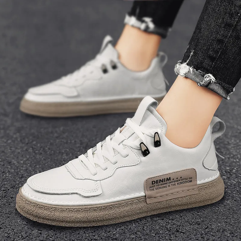 Men's casual board shoes black microfiber upper low top rubber sole flat heel sneakers