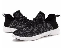 Unisex fiber optic LED shoes with USB rechargeable glowing lights, fly woven cloth upper, EVA sole, casual loafers in black