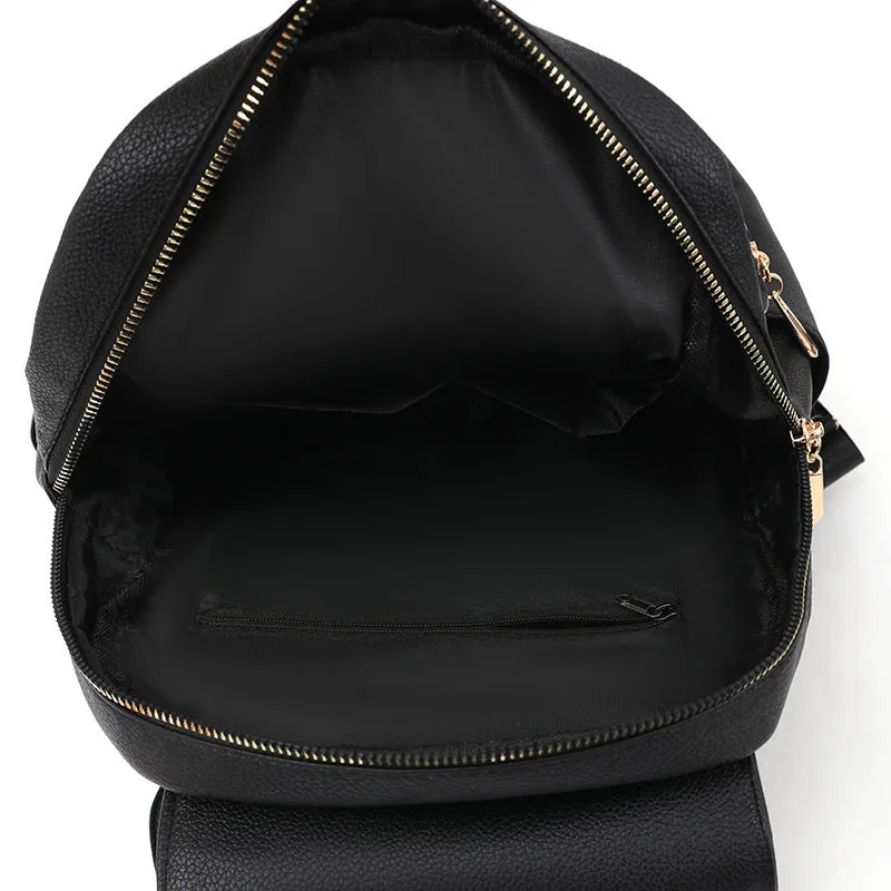 Women's soft PU leather backpack in street trend style with three-dimensional pocket