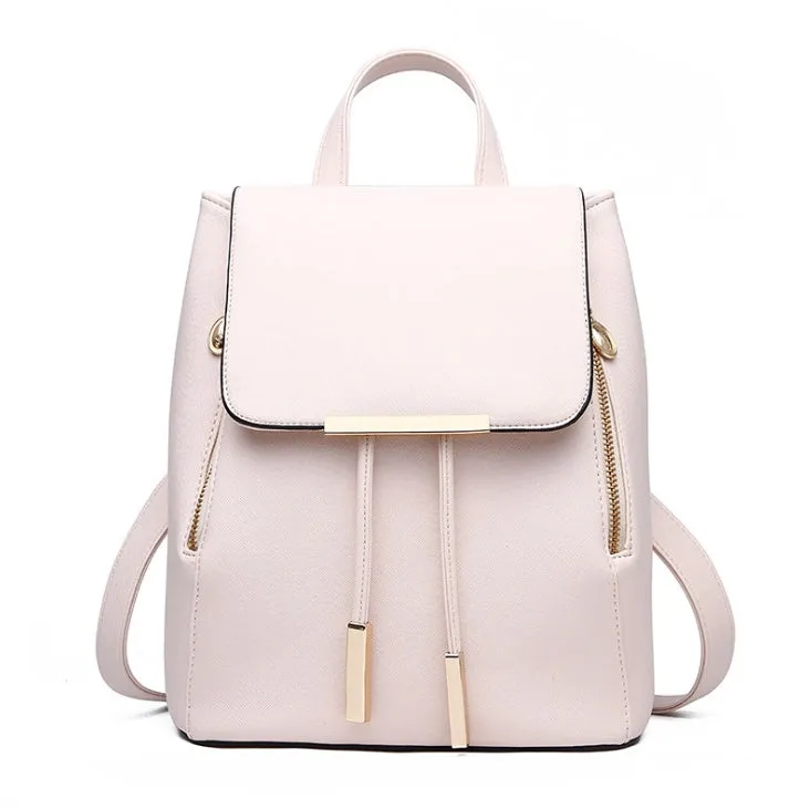 Women's PU leather backpack, bucket shape, soft handle, multiple internal pockets, solid colour matte finish