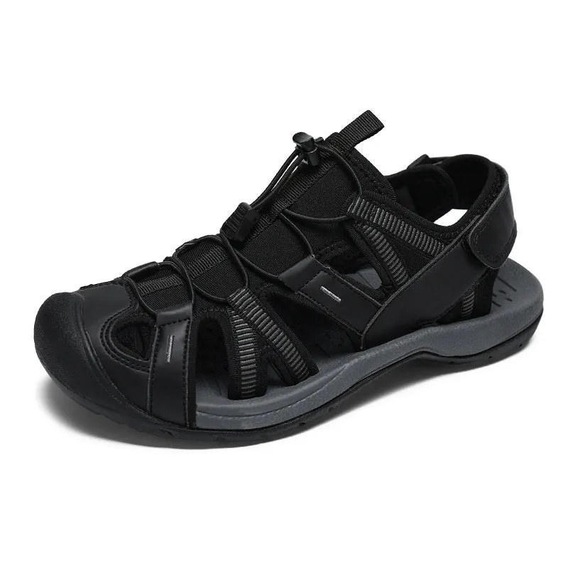 Men's blue casual sports shoes with Velcro strap and mesh upper on a rubber sole.