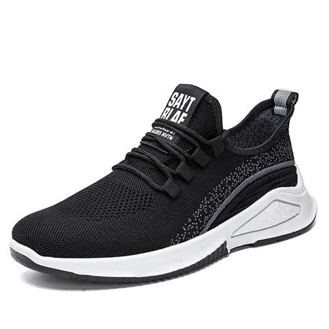 Women casual breathable mesh walking flat shoes with white flying woven upper and MD outsole