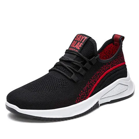 Women casual breathable mesh walking flat shoes with white flying woven upper and MD outsole
