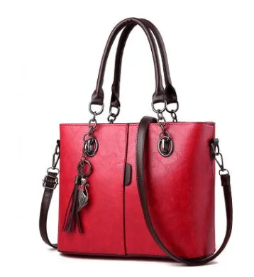 Large black PU leather women's shoulder bag with zipper top, handle drop 20cm, plain casual style.