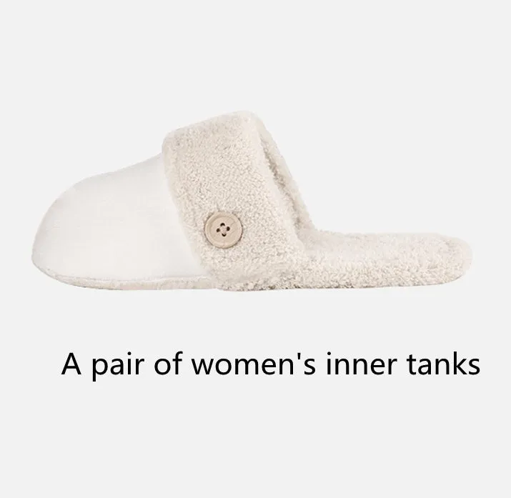 Grey non-slip EVA indoor slippers with artificial wool inner and removable insole, side view