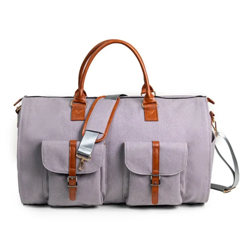 Portable folding PU leather travel bag in solid colour, 56x33x32cm, shown against neutral background
