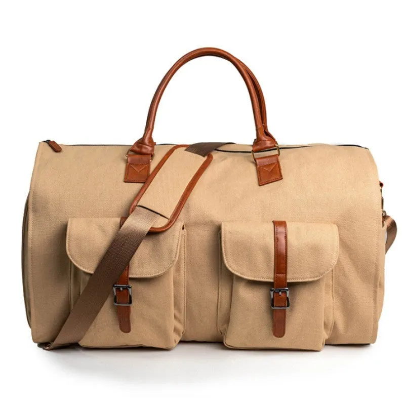 Portable folding PU leather travel bag in solid colour, 56x33x32cm, shown against neutral background
