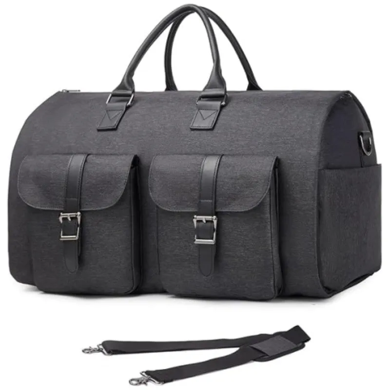 Portable folding PU leather travel bag in solid colour, 56x33x32cm, shown against neutral background