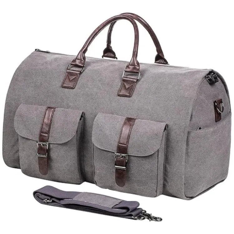Portable folding PU leather travel bag in solid colour, 56x33x32cm, shown against neutral background