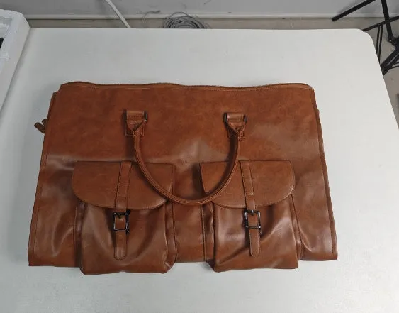 Portable folding PU leather travel bag in solid colour, 56x33x32cm, shown against neutral background