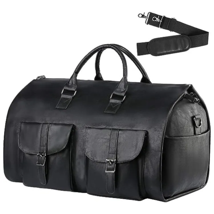 Portable folding PU leather travel bag in solid colour, 56x33x32cm, shown against neutral background
