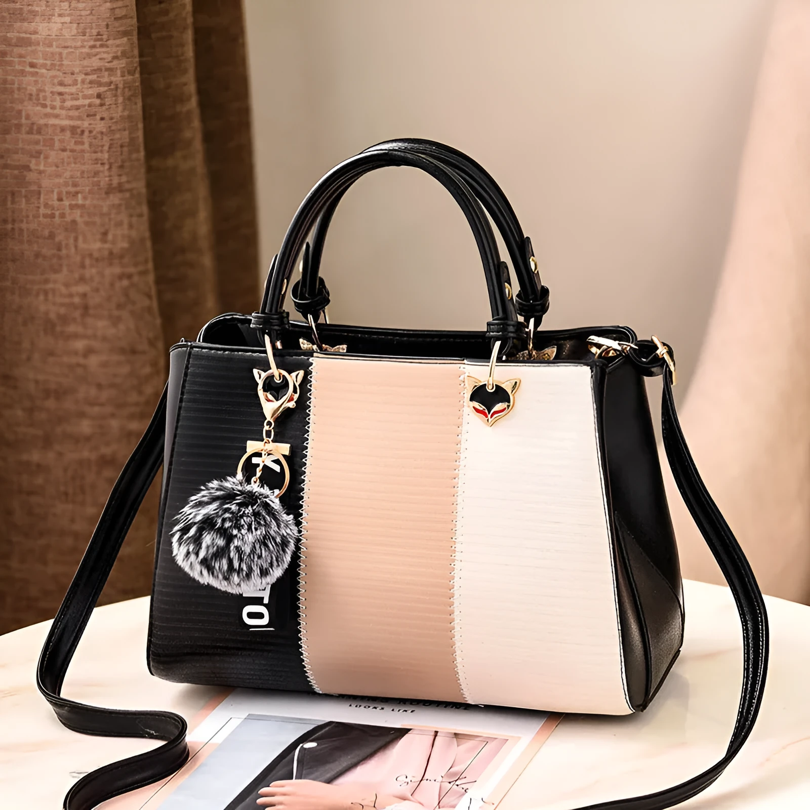 European and American fashion PU shoulder handbag with zipper pocket, soft handle, available in style options A B C D E