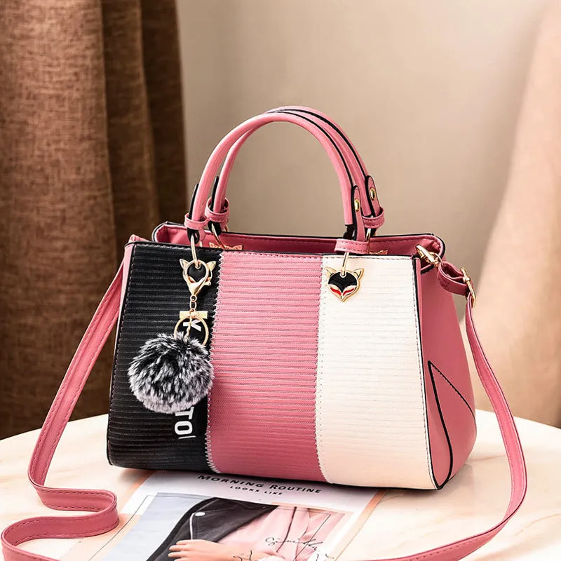 European and American fashion PU shoulder handbag with zipper pocket, soft handle, available in style options A B C D E