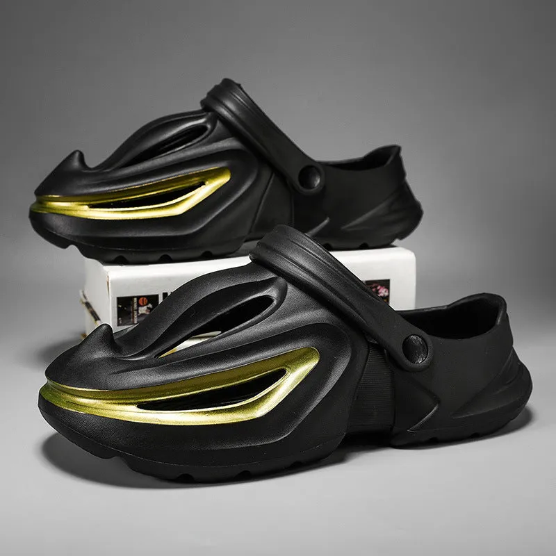 Men's solid colour EVA beach shoes slip-on sandals in grey silver colour