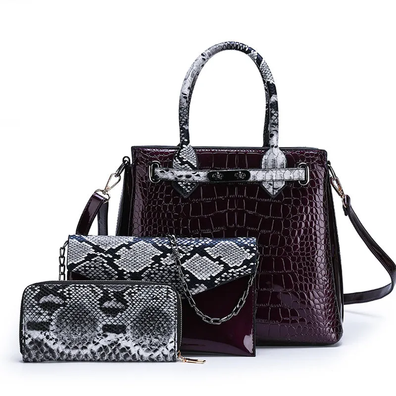 Ladies PU leather handbag with geometric stitching and zipper closure in horizontal square shape
