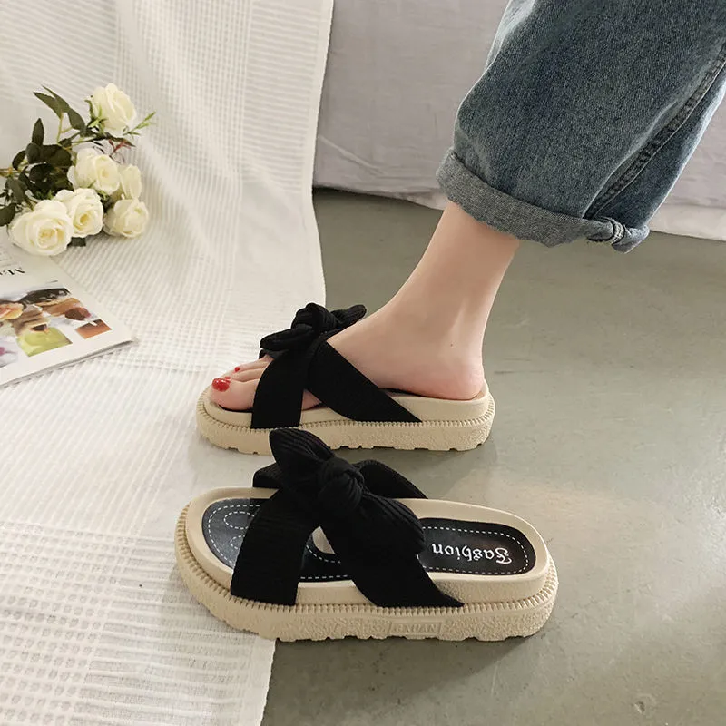 Women's two-wear flat platform sandals in green, beige, and black with 4.5cm heel and EVA upper