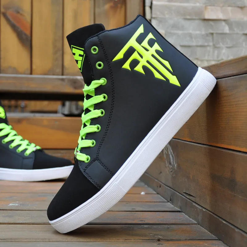 Men's Martin boots high top sneakers with rubber sole and cotton lining in black, white, or green