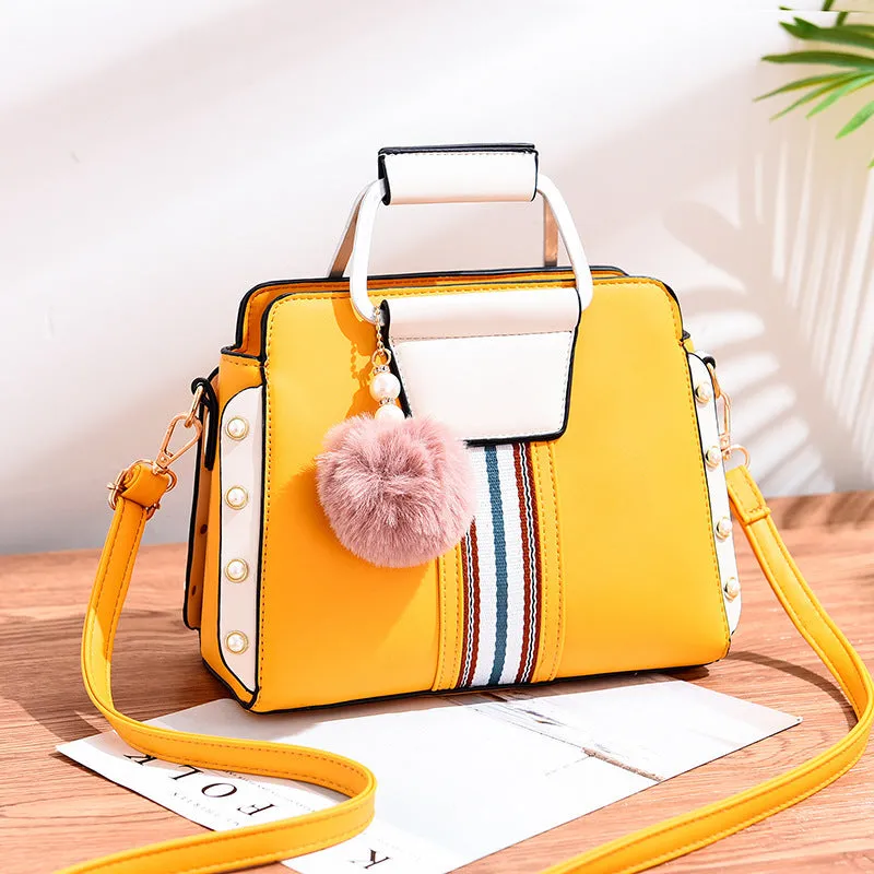 Women's soft PU leather shoulder bag with bead detail, flap shape, zip top, interior pocket, 24x12x18cm, mint colour