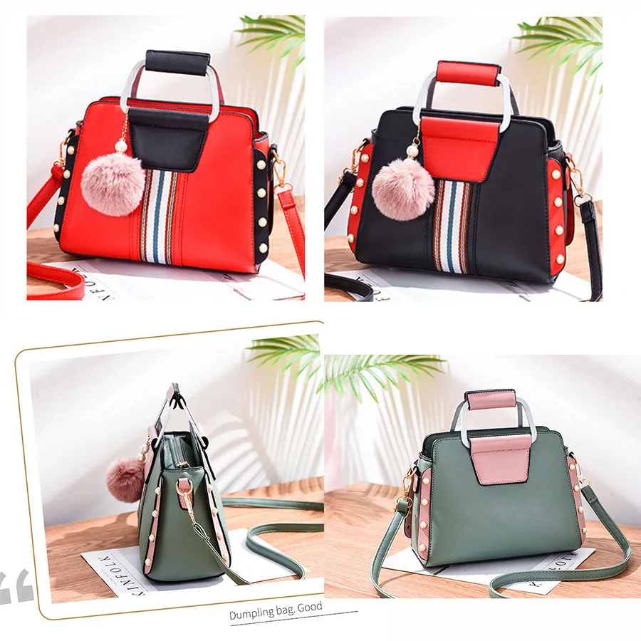 Women's soft PU leather shoulder bag with bead detail, flap shape, zip top, interior pocket, 24x12x18cm, mint colour